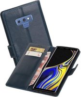 Zakelijke Book Case Telefoonhoesje Geschikt voor de Samsung Galaxy Note 9 - Portemonnee Hoesje - Pasjeshouder Wallet Case - Blauw