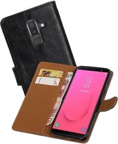 Zakelijke Book Case Telefoonhoesje Geschikt voor de Samsung Galaxy J8 - Portemonnee Hoesje - Pasjeshouder Wallet Case - Zwart