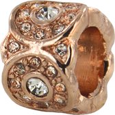 Quiges - Rosé goudkleurige Aanschuif Charm Bedel Cirkels Ornament voor Quiges Wikkelarmbanden - EHC169
