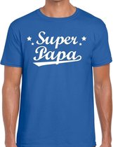 Super papa cadeau t-shirt blauw voor heren 2XL