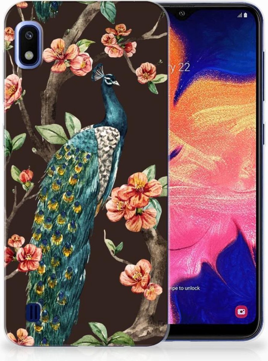 Samsung Galaxy A10 TPU Hoesje Pauw met Bloemen