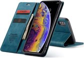 CASEME iPhone XS Max Retro Wallet Hoesje - Blauw