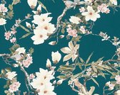 Bloemen en Vogel Behang - Bloemenmotief - Dierenmotief - AS Creation Michalsky 3   | Meerkleurig Creme Groen