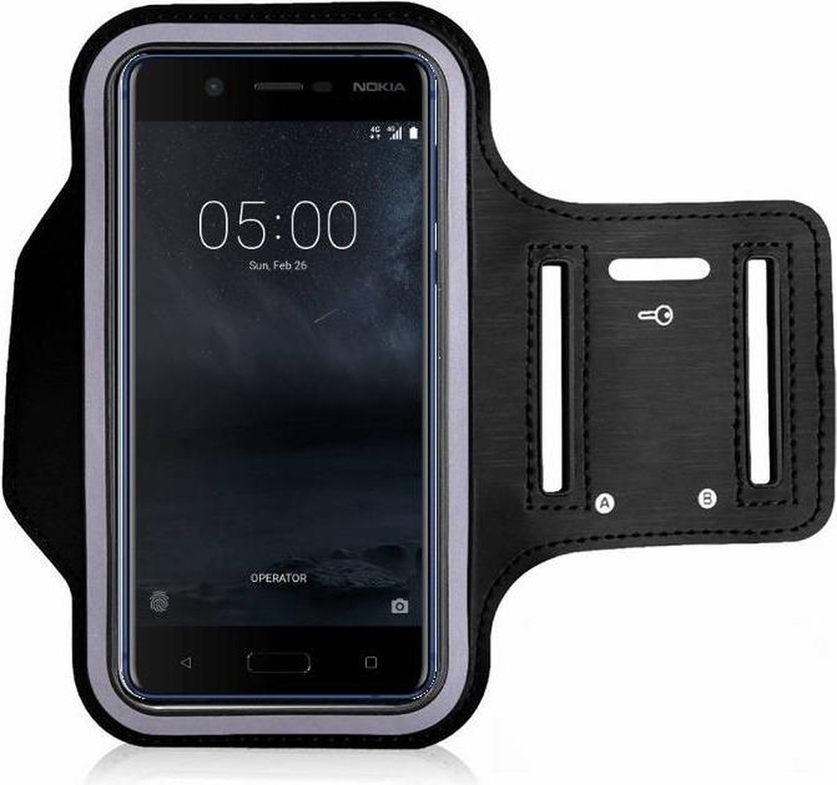 Pearlycase Hoesje Geschikt voor Nokia 5 - Sportarmband hoesje zwart hardloopband