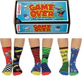 Sokken voor jongens - Oddsocks - Mismatched sokken - GAME OVER - Cadeaudoos met 6 verschillende jongenssokken - maat 30,5 tot 38
