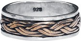 Keltische knoop 925 zilveren ring met brons maat 71 (R156.71)