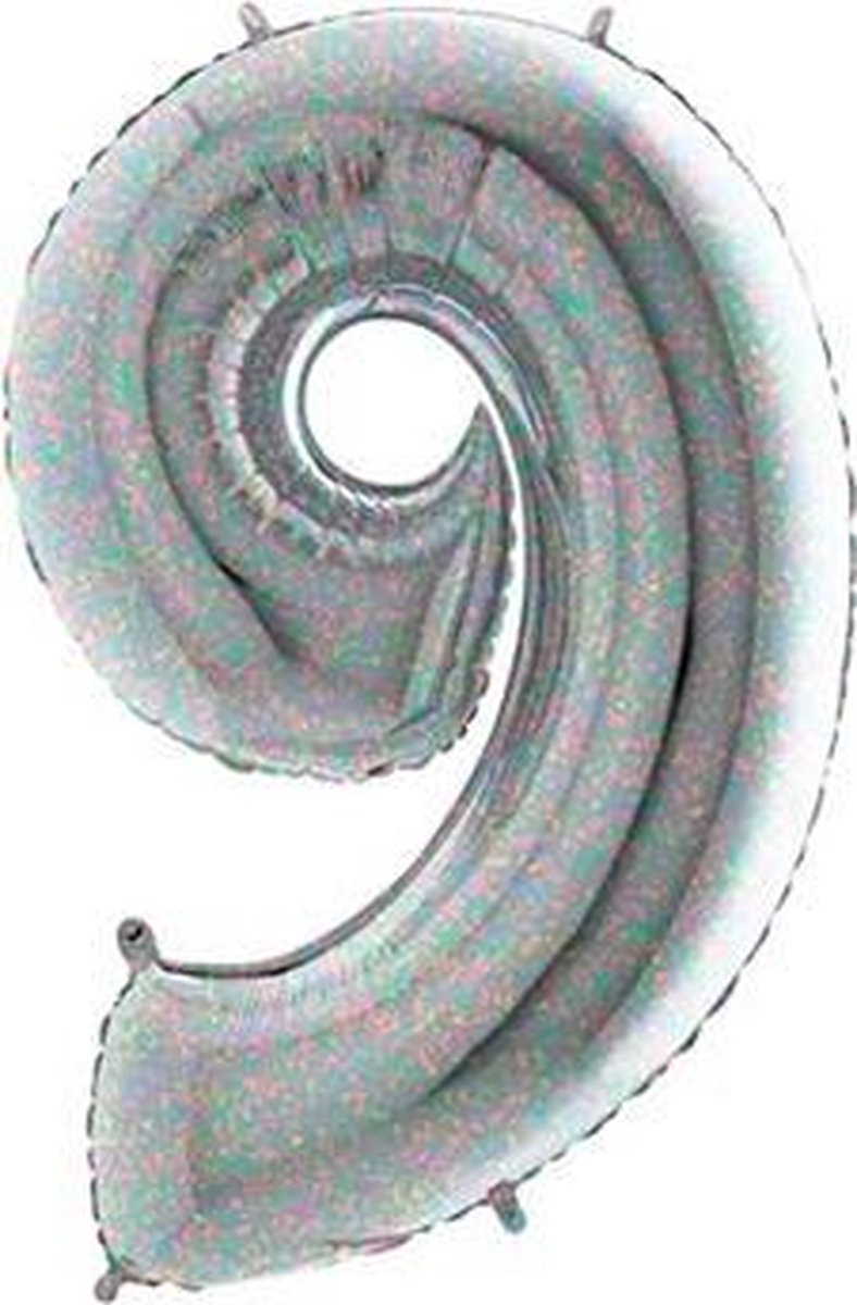 Folieballon cijfer '9' holograph (100cm)