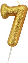 Nummerkaars glitter goud 7 (7cm)