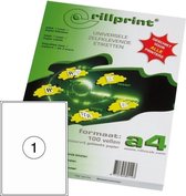 Rillprint Etiketten - type 89145 - Afmeting 199,6 x 289,1 mm - 1 op een vel A4 - 100 vel per pak - 100 etiketten - Geschikt voor Kopieermachines, Laser en Inkjet -printers