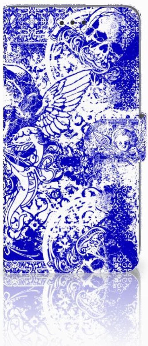 Telefoonhoesje met Naam Apple iPhone Xs Max Angel Skull Blauw