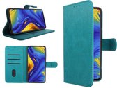 Samsung Galaxy A50 zwarte hoesje met zachte sillicone binnenkant - turquoise