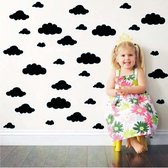 zwarte wolkenstickers - wolken stickers - in de wolken en op de muur - kinderkamer stickers - cloud - 55 stuks meerdere formaten