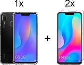 Huawei P Smart Plus 2018 hoesje shock proof case hoes hoesjes cover transparant - 2x Huawei p smart plus 2018 screenprotector