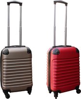 Travelerz kofferset 2 delig ABS handbagage koffers - met cijferslot - 27 liter - rood - goud