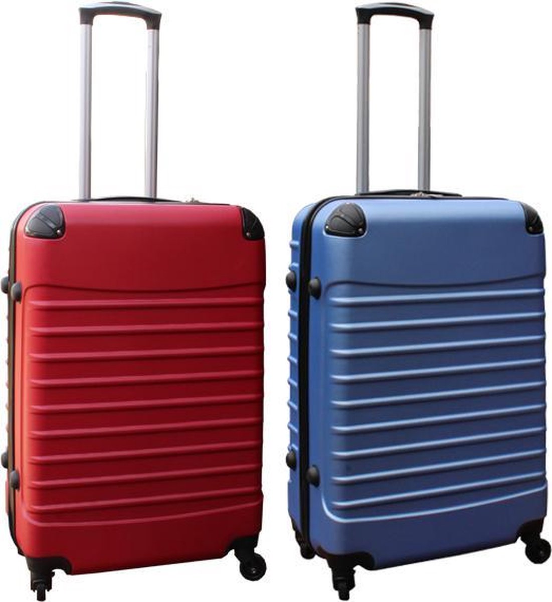 Travelerz kofferset 2 delig ABS groot - met cijferslot - 69 liter - rood – licht blauw