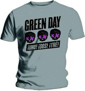 Green Day Heren Tshirt -M- Three Heads Better Than One Grijs