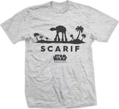 Star Wars Heren Tshirt -S- Rogue One AT-AT Silhouette Scarif Grijs