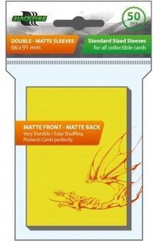 Blackfire Sleeves Standard DoubleMatte Yellow (50 Sleeves) Games bol