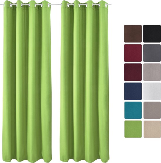 Beautissu Isolerende Gordijnen - Curtains met Ringen - Thermische Gordijnen Verduisterend -Set van 2 - Amelie Luna TO - 140x245cm Groen Beautissu Isolerende Gordijnen - Curtains met Ringen - Thermische Gordijnen Verduisterend -Set van 2 - Amelie Luna TO - 140x245cm Groen