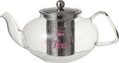 Theepot - Infuser - Tea - Glas - Roestvrij Staal - Transparant - Roze - J line - Theepot