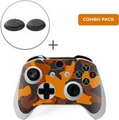 Army Camo / Oranje Zwart Combo Pack - Xbox One Controller Skins Stickers + Thumb Grips