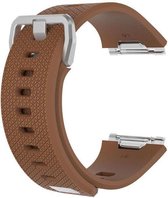 Fitbit Ionic Siliconen Bandje |Bruin / Brown |Square patroon | Premium kwaliteit | Maat: S/M | TrendParts