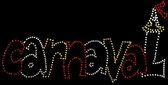 Niiniix Oeteldonk strass applicatie tekst Carnaval! rood,wit,geel 21.5x10cm