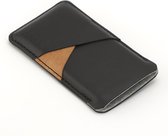 Jaccet - Google Pixel 4 XL sleeve - Handgemaakt Full-grain lederen insteekhoes - zwart leer - grijs wolvilt voering