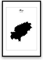 Ibiza eilandposter - Zwart-wit