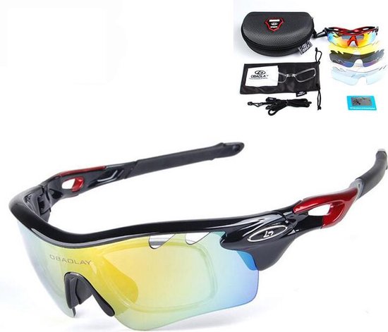 Vooravond Klassiek aan de andere kant, Sportbril – set met 5 verwisselbare glazen – zwart rood – zonnebril |  bol.com