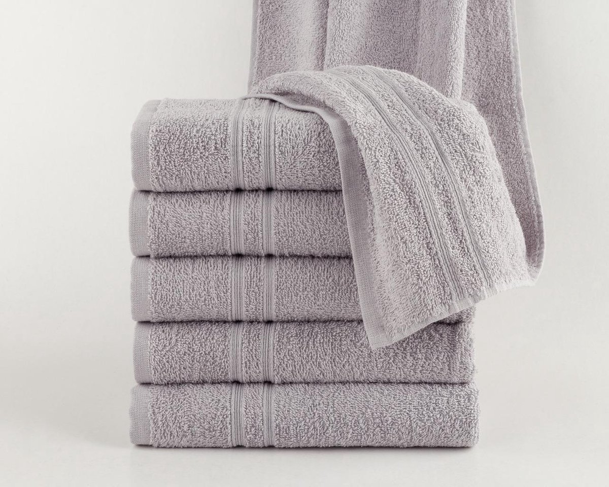 Homéé Handdoeken FeelGood due Fancy grijs 50x100cm 100% Katoen badstof set van 6 stuks