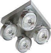 Artdelight - Plafondlamp Dutchess 4L Square - Aluminium - 4x LED 15W 2200K-3000K - IP20 - Dim To Warm > spots aluminium | spotjes aluminium | spotjes plafondlamp aluminium | spots verlichting