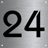 RVS huisnummer 12x12cm nummer 24