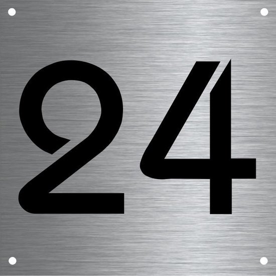 RVS huisnummer 12x12cm nummer 24 | bol.com