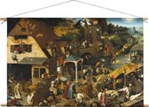 Pieter Brueghel the Elder | The Dutch Proverbs | oude meesters | Textieldoek | Textielposter | Wanddecoratie | 90CM x 70CM” | Schilderij
