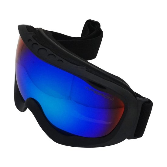 Apeirom® Pavo Ski TPU Ultra-Light Frame - Skibril Dames Heren - Hypo-Allergeen- SkiBril - Skibrillen - Ski Bril - UVA UVB UVC Bescherming - Frame Zwart - Lens DUBBEL Layer Blauw