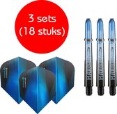 Dragon darts - Maxgrip – 3 sets - darts shafts - zwart-blauw - inbetween – en 3 sets – Sonic blauw – darts flights