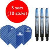 Dragon darts - Maxgrip – 3 sets - darts shafts - zwart-blauw - inbetween – en 3 sets – Carbon blauw – darts flights