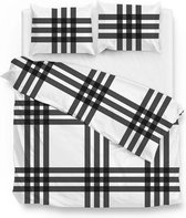 Zo! Home Square Dekbedovertrek - Flanel - Eenpersoons - 140x200/220 cm - Grijs