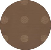Jacquard Geweven Gecoat Luxe Tafellaken - Tafelzeil - Tafelkleed - Afgewerkt met biaislint -  ø140 cm - Rond - Balls Vison - Bruin