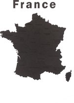 MiMi Innovations Luxe Houten Landkaart - Muurdecoratie – France - 85x70 cm/33.5x27.6 inch - Zwart