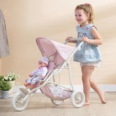Bol.com Teamson Kids Dubbel Poppenwagen Voor Babypoppen - Accessoires Voor Poppen - Kinderspeelgoed - Roze/Grijs/Polka Dot aanbieding