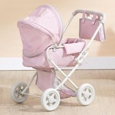 Teamson Kids Luxe Poppenwagen Voor Babypoppen - Accessoires Voor Poppen - Kinderspeelgoed - Roze/Grijs/Polka Dot
