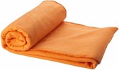 3x Fleece deken oranje 150 x 120 cm - reisdeken met tasje