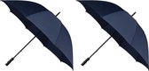 2x Golf stormparaplus donkerblauw windproof 130 cm - Stormproof paraplus