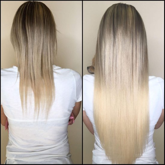 Leeg de prullenbak Tapijt aardolie Flip In Hair Halo Wire Hair 50cm 100%Echt blond haar | bol.com