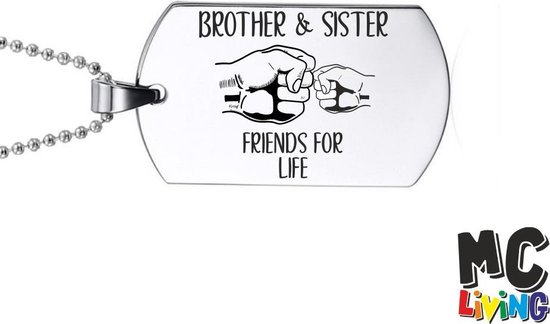 Collier en acier inoxydable - Brother And Sister | bol.com