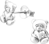 Joy|S - Zilveren beer oorbellen 6 x 10 mm met hartje
