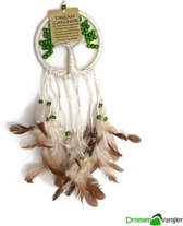 Dromenvanger Tree of Life - Macrame - Naturel met groene kralen