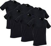 Senvi Slim Fit T-Shirts 6 pack Zwart Maat XL